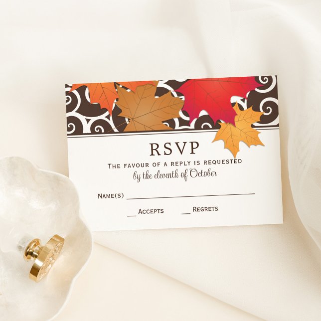 Autumn Maple Leaf Fall Wedding Reply RSVP Card (Creator Uploaded)