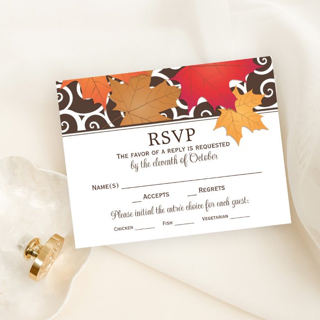 Autumn Maple Leaf Meal Choice Wedding Reply RSVP Card (Creator Uploaded)