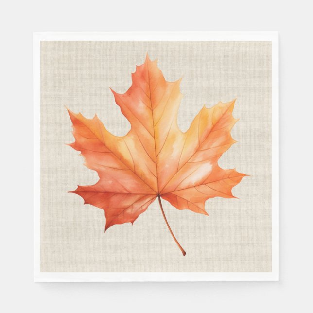 Autumn Maple Leaf On Burlap Napkins (Front)