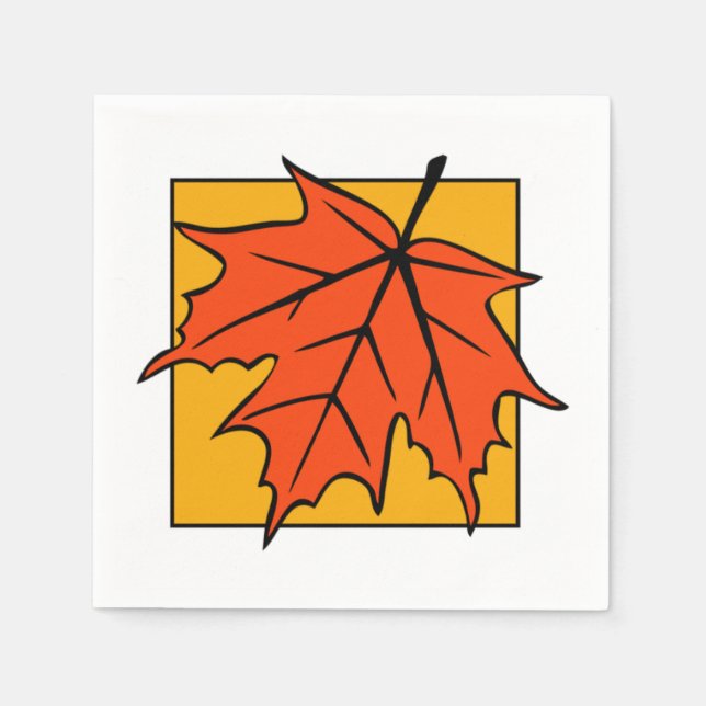 Autumn Maple Leaf Orange Napkins (Front)