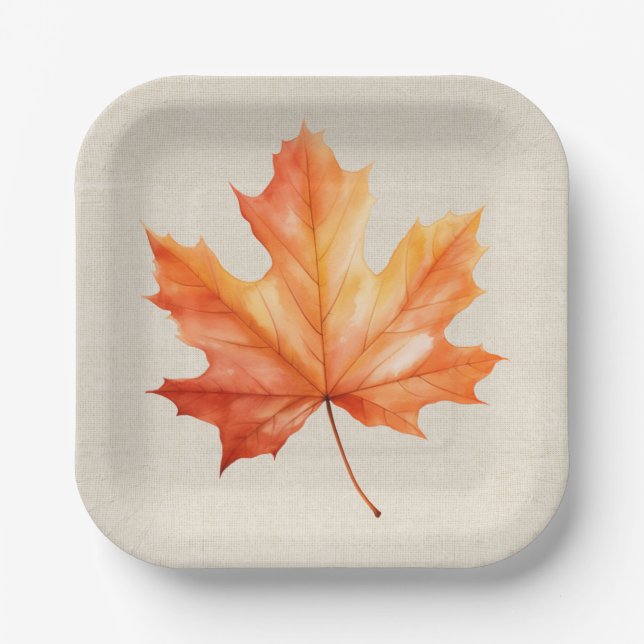Autumn Maple Leaf Paper Plates (Front)