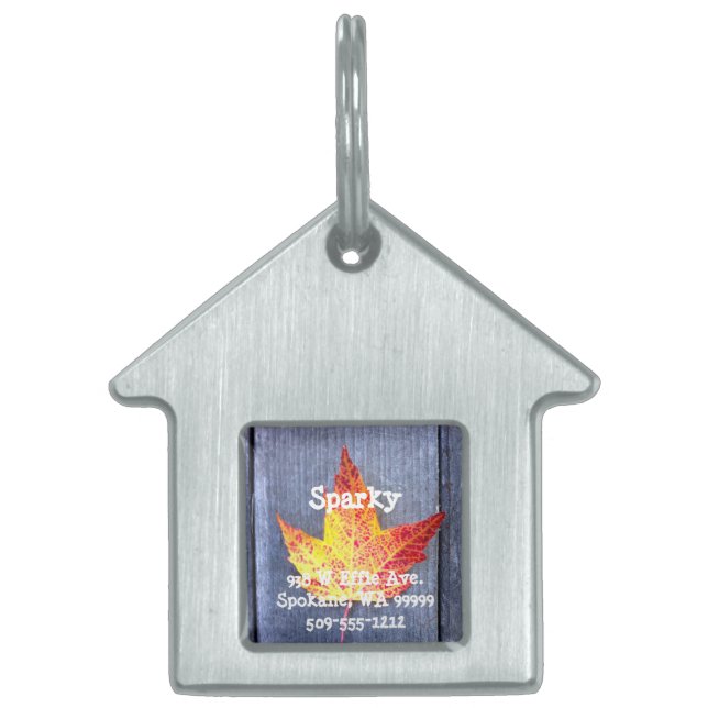 Autumn Maple Leaf Pet Name Tag (Front)