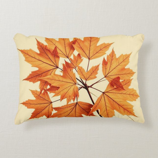 Autumn Maple Leaf Print: Fall Foliage Accent Pillow (Front)