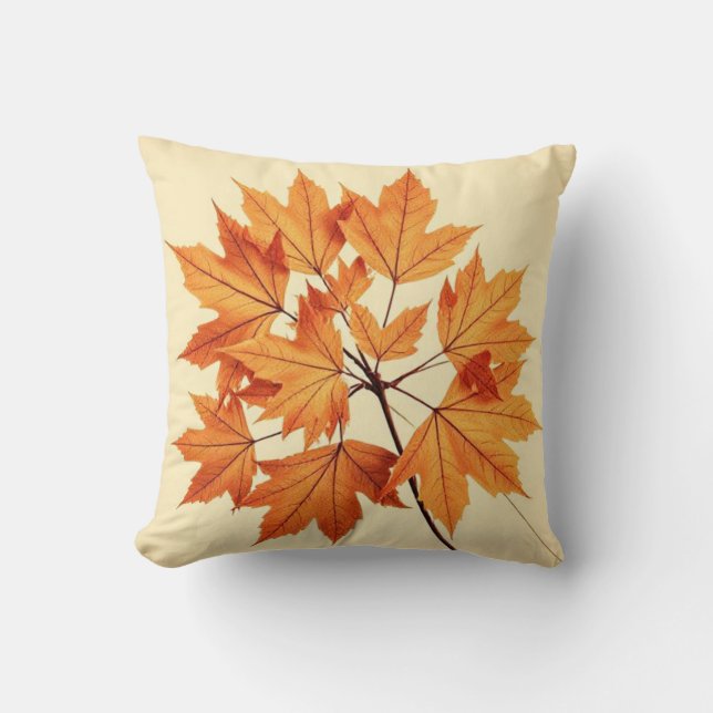 Autumn Maple Leaf Print: Fall Foliage Throw Pillow (Front)