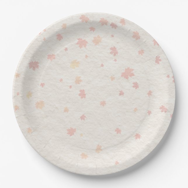 Autumn Maple Leaf | Soft Orange & Yellow Design Paper Plates (Front)