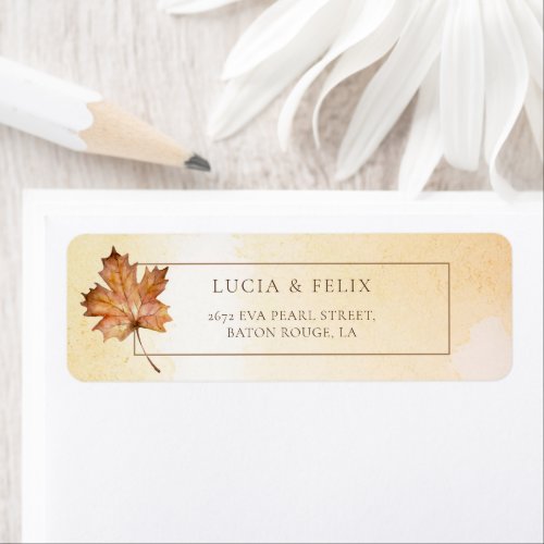 Autumn Maple Leaf Watercolor Return Address Label