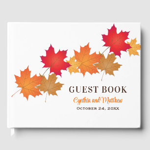 Autumn Maple Leaf Wedding Monogram Guest Book