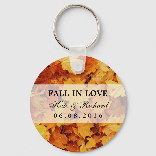Autumn Maple Leaf Wedding Thank You Gift Keychain (Front)