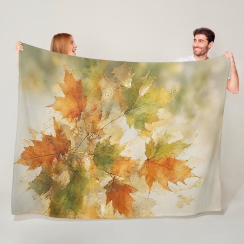 Autumn Maple Leaves Abstract Fleece Blanket