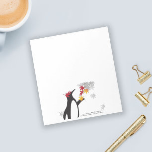 Autumn Maple Leaves and Cute Funny Penguin Notepad