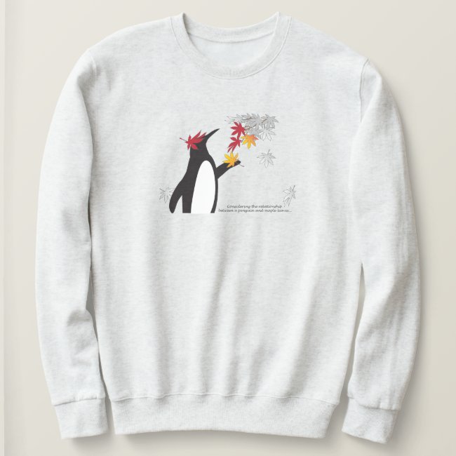 Autumn Maple Leaves and Funny Penguin