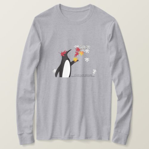 Autumn Maple Leaves and Funny Penguin T_Shirt
