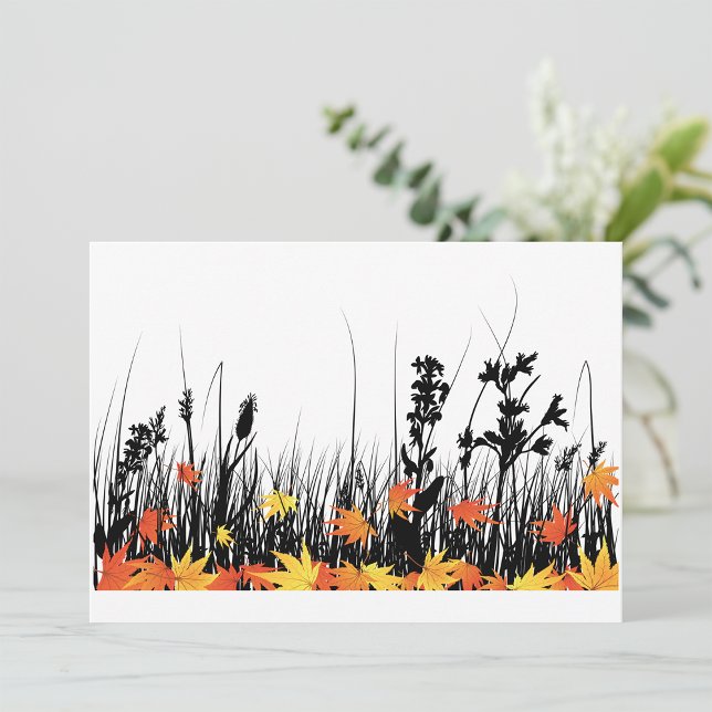 Autumn Maple Leaves and Wild Grass Silhouette  Invitation (Creator Uploaded)