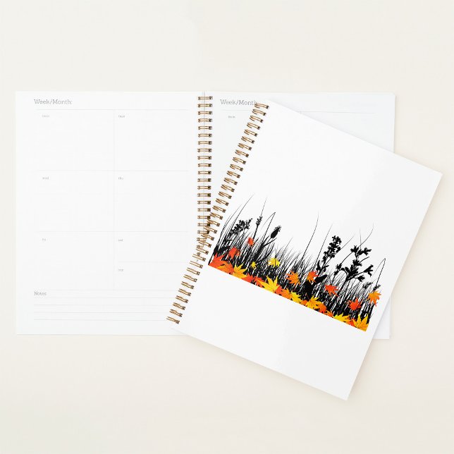 Autumn Maple Leaves and Wild Grass Silhouette  Planner (Creator Uploaded)