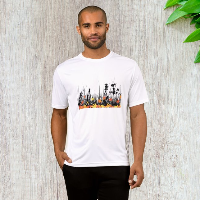 Autumn Maple Leaves and Wild Grass Silhouette  T-Shirt (Creator Uploaded)