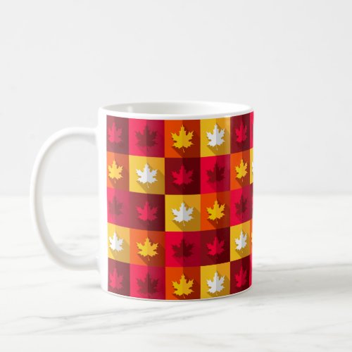 Autumn Maple Leaves Bright Patchwork Coffee Mug