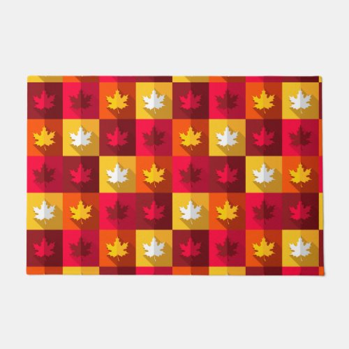 Autumn Maple Leaves Bright Patchwork Doormat