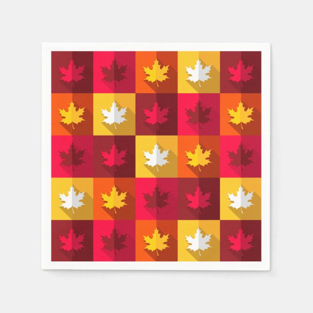 Autumn Maple Leaves Bright Patchwork Napkins (Front)