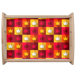 Autumn Maple Leaves Bright Patchwork Serving Tray