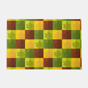 Autumn Maple Leaves, brown and green Doormat