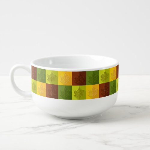 Autumn Maple Leaves brown and green Soup Mug