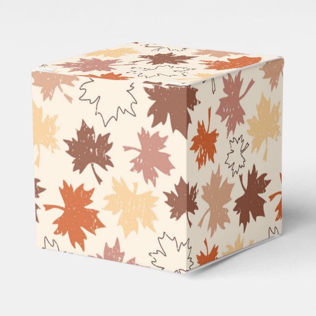 Autumn maple leaves brown earth tones favor boxes (Front Side)