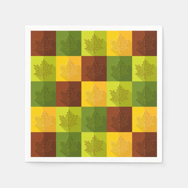 Autumn Maple Leaves, brown, gold, green Napkins (Front)