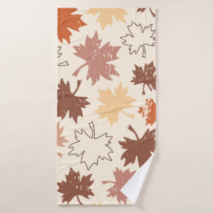 Autumn maple leaves earth tones bath towel