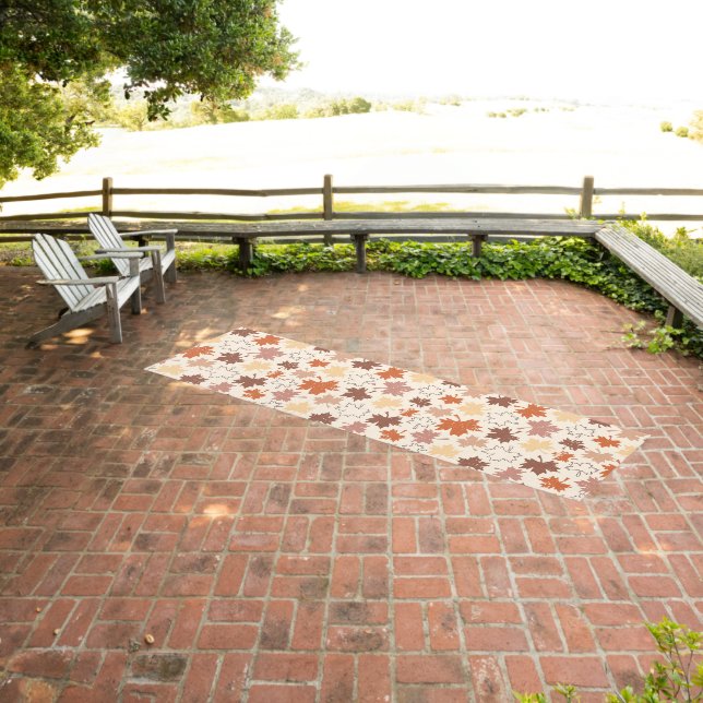 Autumn maple leaves earth tones natural outdoor rug (Insitu (Outdoor 3))