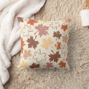 Autumn maple leaves earth tones throw pillow