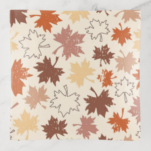 Autumn maple leaves earth tones trinket tray