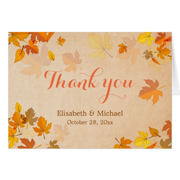 Autumn Maple Leaves Elegant Thank You Card
