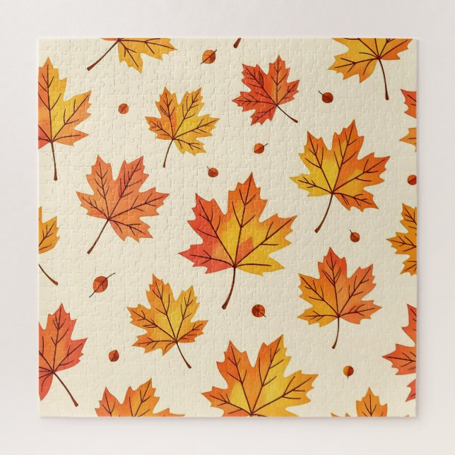 Autumn Maple Leaves Falling Pattern Jigsaw Puzzle (Vertical)