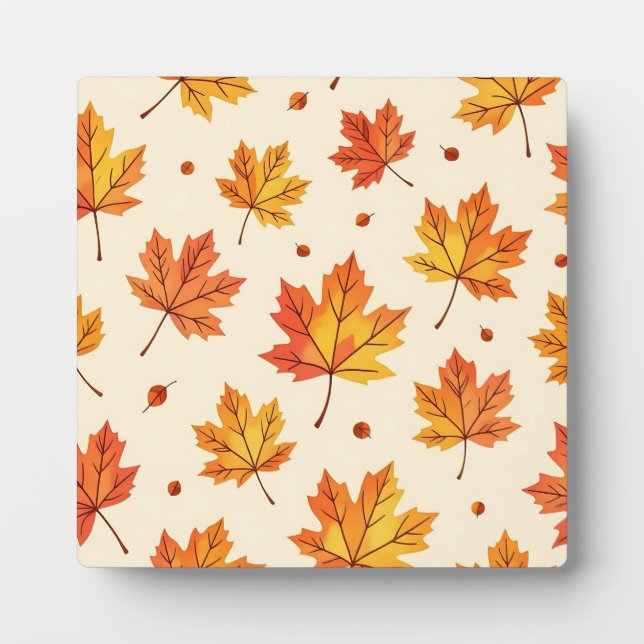 Autumn Maple Leaves Falling Pattern Plaque (Front)