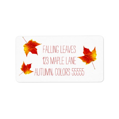Autumn Maple Leaves Flaming Red Leaf Label