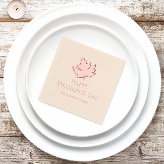 Autumn Maple Leaves Happy Thanksgiving  Foil Napkins (Insitu)