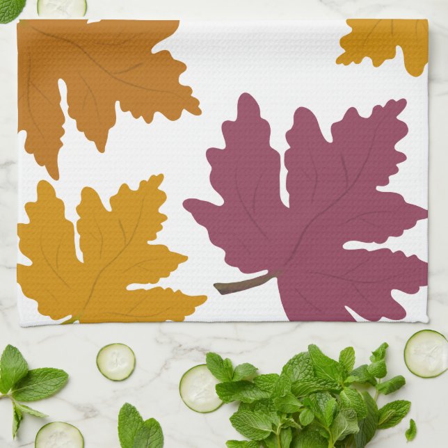 Autumn Maple Leaves Modern  Kitchen Towel (Folded)