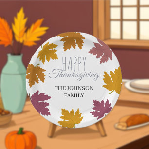 Autumn Maple Leaves Modern Paper Plates