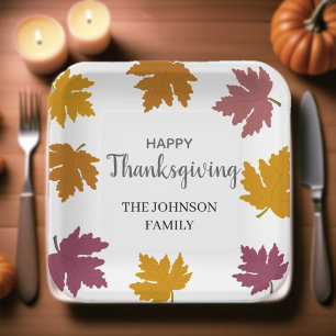 Autumn Maple Leaves Modern Paper Plates