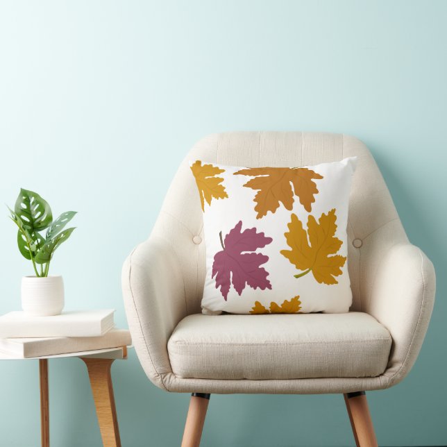 Autumn Maple Leaves Modern  Throw Pillow (Chair)