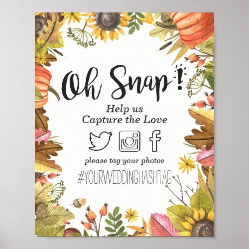 Autumn Maple Leaves Oh Snap Hashtag Wedding Decor