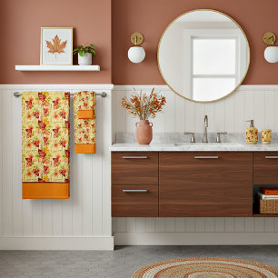 Autumn maple leaves pattern  bath towel set