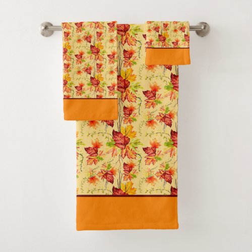 Autumn maple leaves pattern  bath towel set