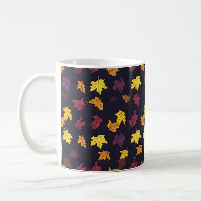 Autumn Maple Leaves Pattern Coffee Mug (Left)