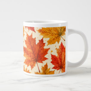 Autumn Maple Leaves Pattern Fall Orange Red Leaf Giant Coffee Mug
