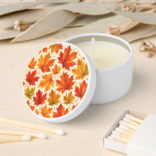 Autumn Maple Leaves Pattern Fall Orange Red Leaf Mini Candle Favors