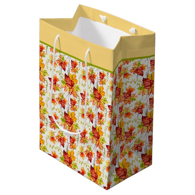 Autumn maple leaves pattern  medium gift bag (Front Angled)