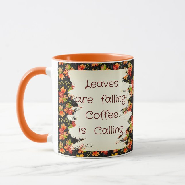 Autumn maple leaves pattern quote mug (Left)