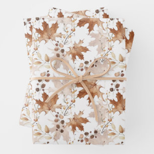 Autumn Maple Leaves Pattern Thanksgiving Wrapping Paper Sheets