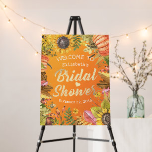 Autumn Maple Leaves Pumpkins Bridal Shower Welcome Foam Board
